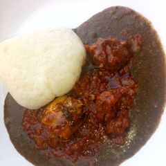 A picture of Dried okro with semo.