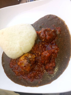 A picture of Dried okro with semo.