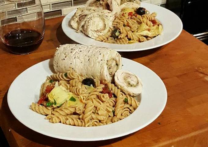 Step-by-Step Guide to Prepare Homemade Steamed Pesto Chicken Rolls with Whole Wheat Pasta