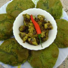 A picture of Palak (Spinach) Poori.