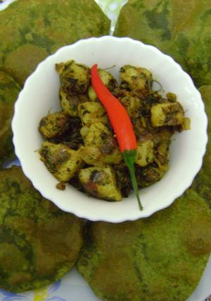 A picture of Palak (Spinach) Poori.