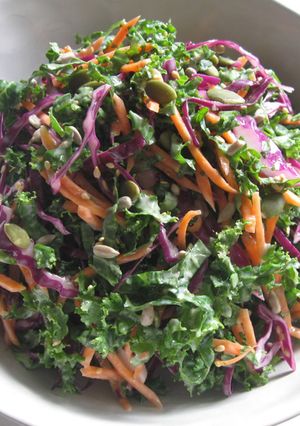 A picture of Kale Coleslaw with Yoghurt Dressing.
