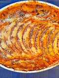Gratinado de ternera picada, calabaza y patata