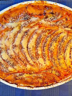 Una foto de Gratinado de ternera picada, calabaza y patata