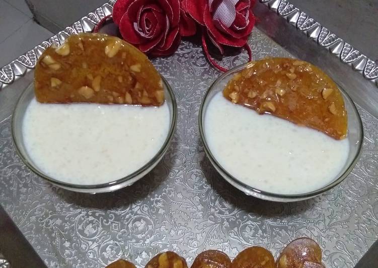 Rice kheer with caramelized nuts