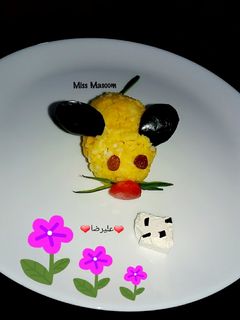 عکسی از دستور تزیین برنج کودک به شکل موش علیرضا👦
