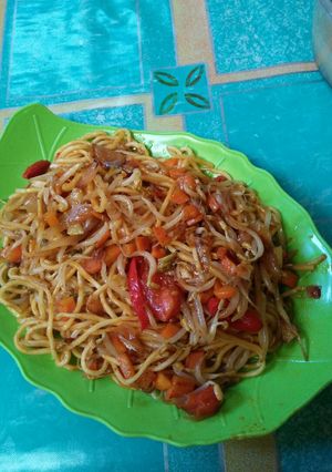 Foto resep mie ala spaghetti 😁