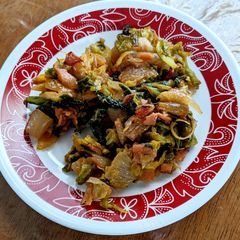 A picture of Fried Cabbage With Ham.