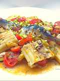 Mezzi paccheri ondulati con le sarde alla ligure rivisitate