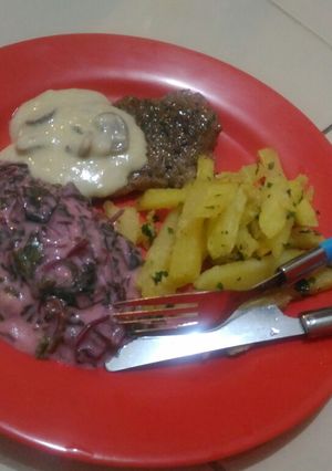 Foto resep Steak sapi saus jamur