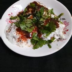 A picture of Falahari Aalu Tikki Dahi Chaat.