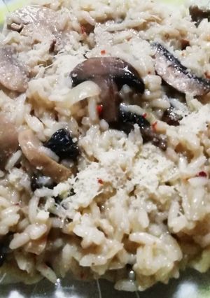Una foto de Risotto con portobello y champiñones