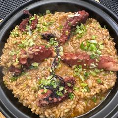 A picture of Perfectly Tender Octopus with Risotto - Wow this is amazing and melts in the mouth - ENJOY :P.