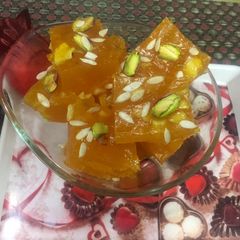 A picture of Custard Karachi halwa.