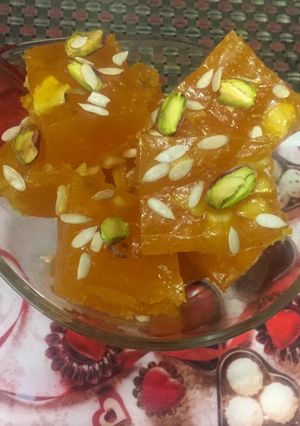 A picture of Custard Karachi halwa.