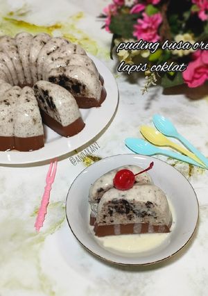 Foto resep Puding Busa oreo lapis coklat