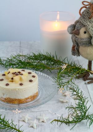 Une photo de Cheese-cake végétal poire-amande