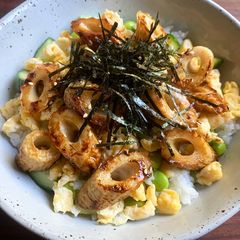 A picture of Chikuwa & Cucumber Sushi Rice Bowl.
