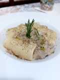 Paccheri in crema di patate e salsiccia