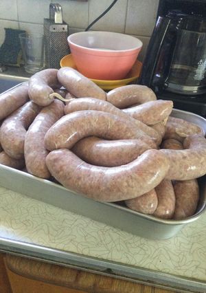 A picture of Homemade German Bratwurst.
