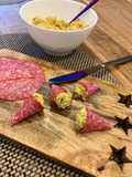 ☆Cônes de Salami aux Œufs Mimosa Curry et Ciboulette☆