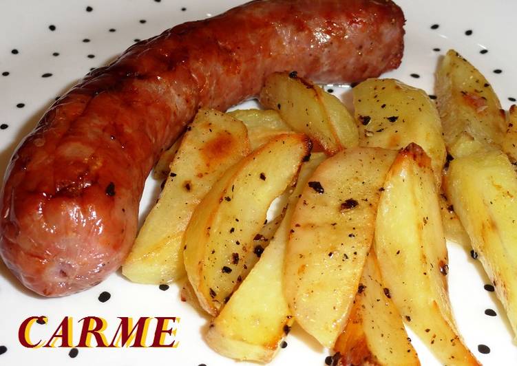 Butifarra con patatas al horno