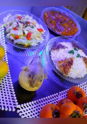 عکسی از دستور خورش بادمجان وگان