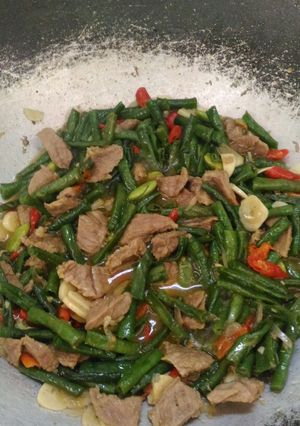 Foto resep Tumis kacang panjang daging sapi simple