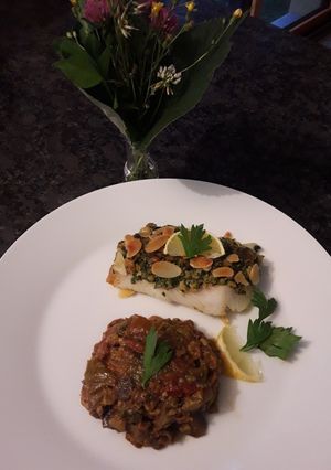 Une photo de Dos de cabillaud en croûte d'herbes