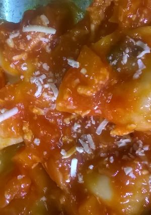 Una foto de Pasta casera rellena de mozzarella y jamón (masa economica)