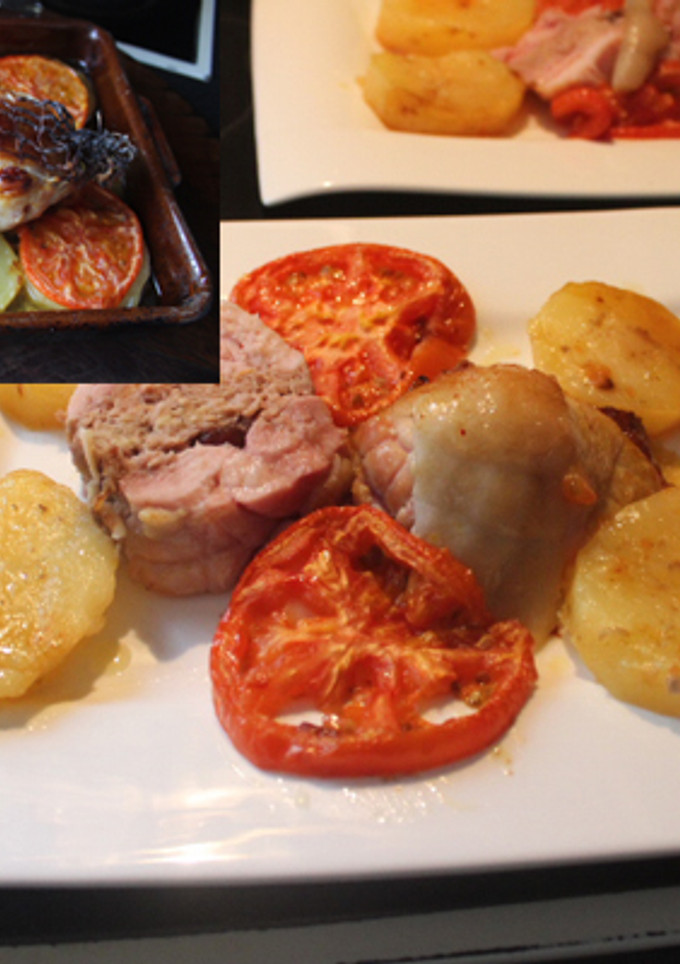 Una foto de Redondo de pollo relleno con patatas