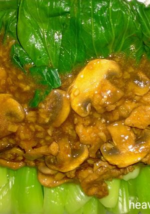 Foto resep Pokcoy Siram Daging & Jamur
