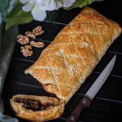 A picture of Mushroom Wellington with Garlic and Walnuts.