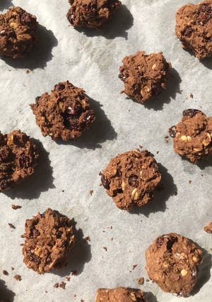Foto resep Choco Oat Raisin Cookies Gluten Free (takaran sendok)