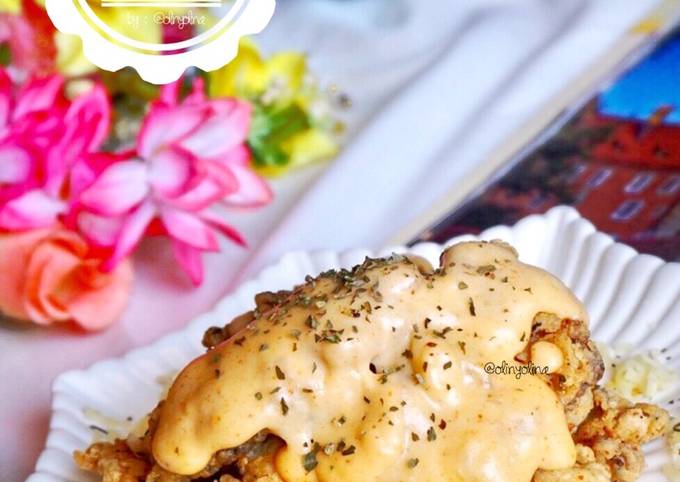 Resep Ayam Crispy Saus Keju Fried Chicken With Hot Cheesy Sauce Oleh Olinyolina Cookpad