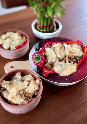 Foto resep Grilled Capsicum with Chicken Mince