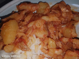 Filete de bacalao guisado con papa estilo dominicano