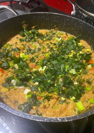 A picture of Gujrati Baigan Bharta / Oro / curried Aurbergine.