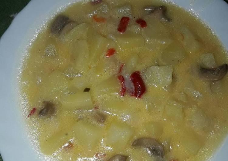 Champiñones de verduras y nata líquida