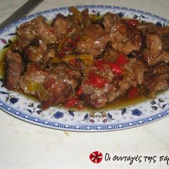 A picture of Wild boar in a Dutch oven.
