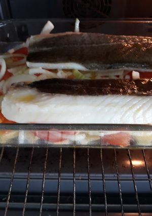 Una foto de Bacalao al horno