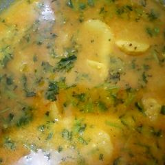 A picture of Arbi sabji in spicy yogurt gravy.