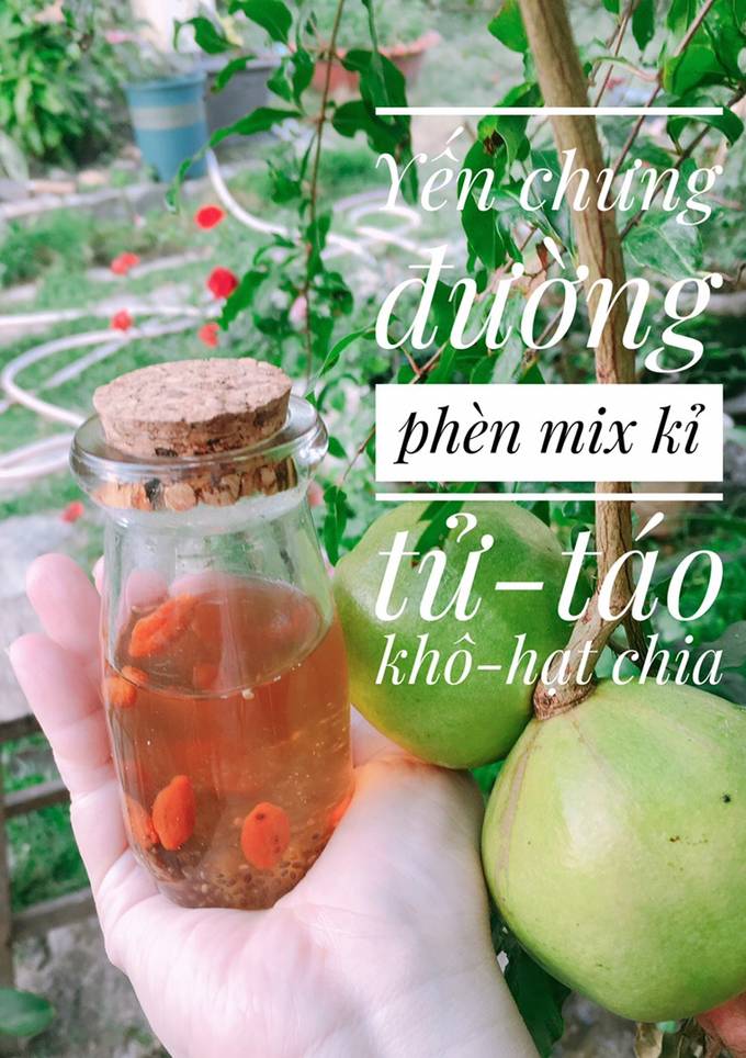 Hình của món Yến chưng đường phèn -kỉ tử -táo-hạt chia.