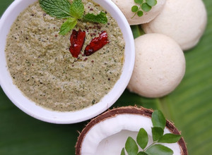 A picture of Pudina Kobbari Pachadi/Mint Coconut Chutney (South India Special).