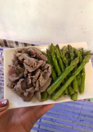 Hình của món Bò xào măng tây.