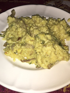 Una foto de Risotto de setas de cardo y espárragos de nuez