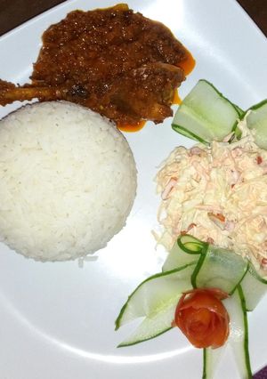 A picture of Rice and stew.