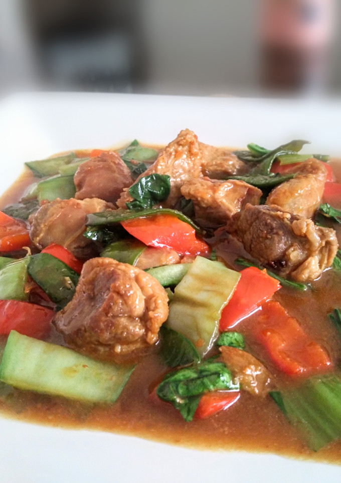 Una foto de Pak Choi salteado con Cerdo 👍🇵🇪