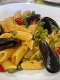 Pennette con Pisellini Novelli e Cozze