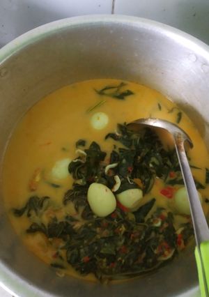 Foto resep Sayur daun singkong (teri dan telur puyuh)